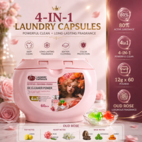 Capsules de lessive 4 en 1 haute performance en forme de cœur OEM ODM avec enzymes anti-taches 60 pièces Capsule de lessive liquide