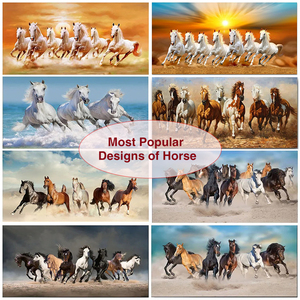 Decorazione soggiorno Vastu stampa su tela paesaggio blu <span class=keywords><strong>con</strong></span> animali che corrono arte moderna da parete 7 pittura a cavallo - Product Image 6