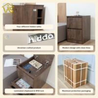 Table de chevet moderne et durable Weisun, style tendance, en bois, avec compartiment caché, serrure NFC, écologique, 2 tiroirs, pour chambre à coucher