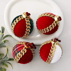 Adornos Colgantes de Bolas de Navidad de Terciopelo con Diamantes de Imitación al por Mayor, Novedad, Adornos de Espuma Plástica para Decoración de Árboles de Navidad - Product Image 4