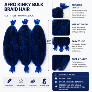 Extensiones <span class=keywords><strong>de</strong></span> Cabello Sintético <span class=keywords><strong>de</strong></span> 22 Pulgadas, Estilo <span class=keywords><strong>Afro</strong></span> Rizado y Voluminoso, para Trenzas Crochet y Peinados Tipo Dirty Braids - Product Image 2