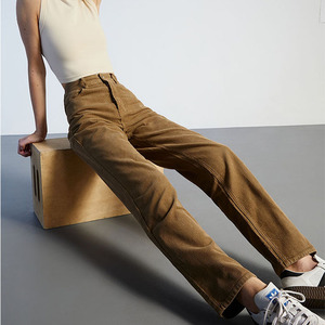 <strong>Women</strong> New <strong>Brown</strong> Fleece <strong>Corduroy</strong> Korean Style Straight Cargo <strong>Trousers</strong> High Waist Streetwear Pants for <strong>Women</strong> - Product Image 4