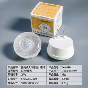 Led <b>Plug</b> In Motion Sensor Night <b>Light</b> Round 120 Degree Angle For Hallway Bedroom Staircase Elderly Children - Product Image 5