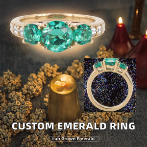 Bague de fiançailles et de cadeau Starsgem tendance en or avec émeraude et diamant de laboratoire personnalisés - Product Image 2