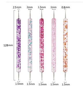 Juego de 5 bolígrafos acrílicos de doble punta para decoración de uñas, herramienta de pintura de flores de doble propósito - Product Image 6