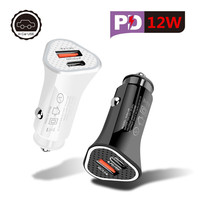 2024 nuevo cargador de coche rápido electrónico universal de 2 puertos Qc3.0 + PD USB y cargador de coche PD de 20W para teléfonos Apple Samsung