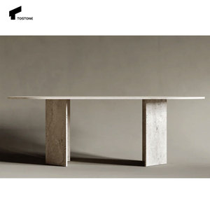 Tostone, las mejores ventas, mesa de comedor de travertino Natural ovalada blanca de Italia para el hogar, apartamento, Villa, comedor, decoración Interior de Hotel - Product Image 2