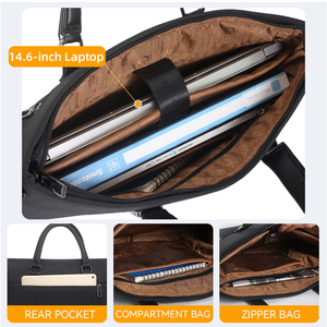 Maletín grande de 14 pulgadas para hombre, funda para ordenador portátil, bolso de trabajo de oficina de negocios, bolso de mensajero, bolsos de hombro, bolso de mano de lona impermeable - Product Image 5