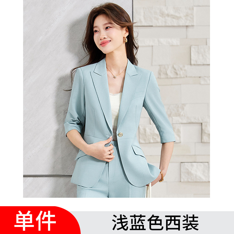 light blue suit