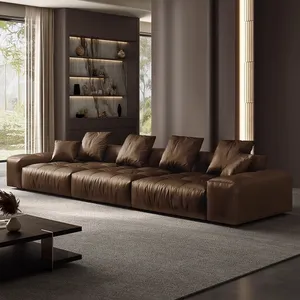 Hiện đại tối giản hàng đầu da Modular sofa Set phòng khách đồ nội thất Hải Quan Faux Da cắt sofa + Ottoman