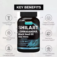 Capsules naturelles de Shilajit Ausreson Pure Himalayan Shilajit Prix Huile de graines noires Mousse de mer Ginseng et Ashwagandha Gingembre