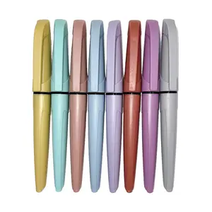 มาร์กเกอร์หัวกลมพลาสติก PP ขนาด8มม. 3สีสำหรับปากกาเน้นข้อความแวววาวหลากสี