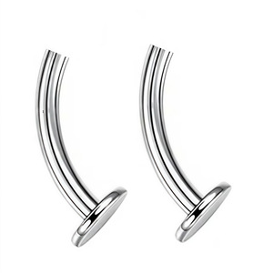 Piercing de lèvre en acier inoxydable avec zircon, clou plat pour canin, boule dentaire externe, accessoires de bijoux unisexes - Product Image 1
