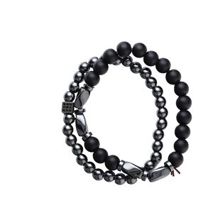 Commercio all'ingrosso di <span class=keywords><strong>ematite</strong></span> <span class=keywords><strong>naturale</strong></span> nero smerigliato braccialetto di perline Set gioielli perline a strati bracciali per gli uomini regali - Product Image 5