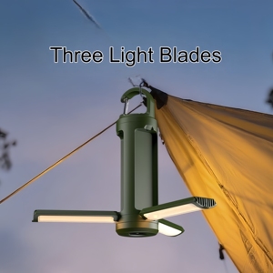 Lámpara de Camping Recargable por USB, Portátil, LED Brillante para Exteriores, con Gancho para Colgar, Linterna Plegable de 3 Aspas - Product Image 5