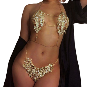 Bijoux fantaisie, nouvelle chaîne <span class=keywords><strong>de</strong></span> corps sexy en cristal et strass, chaîne <span class=keywords><strong>de</strong></span> poitrine géométrique incrustée <span class=keywords><strong>de</strong></span> diamants, vente en gros - Product Image 1