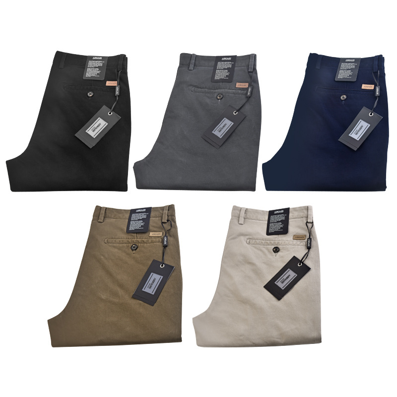 Straight-Leg Business Casual Men's Pants Anti-pilling High Elasticity Mid-Waisted Pants