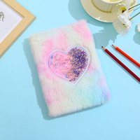 Carnet en peluche de dessin animé A6 avec cadenas, motif cœur pêche, cadeau idéal pour étudiantes