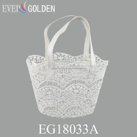 22X11X19CM Meilleure vente Panier de demoiselle d'honneur, Sac de shopping en dentelle pour femme, Sac de plage, Sac alimentaire, en polyester tissé imperméable personnalisé, à double poignées