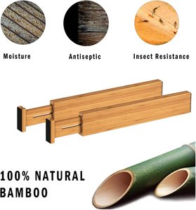 Séparateurs de tiroirs en bambou réglables en bois organisateurs extensibles 4 paquets séparateurs d'organisation de tiroirs pour <span class=keywords><strong>cuisine</strong></span> chambre - Product Image 5