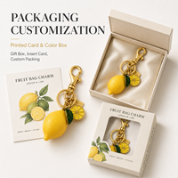 Porte-clés en résine en forme de citron, pendentif réaliste, breloque de sac, porte-clés de voiture pour femme, cadeau de couple, accessoire d'été, prêt à expédier