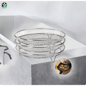 Gowise Phillips USA Cozyna <span class=keywords><strong>Air</strong></span> <span class=keywords><strong>Fryer</strong></span> Rack Tres apilables de metal y PP para uso en horno doméstico para hornear platos y sartenes - Product Image 3