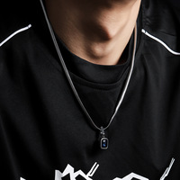 Collier en pierres précieuses pour homme, design géométrique en zircon en acier inoxydable, inaltérable, élégant et simple