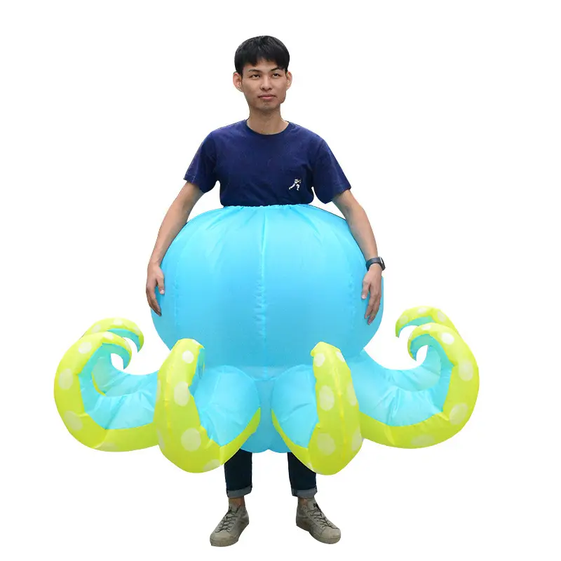 Volwassen Show Kostuums Partijen Kleding Vakantie Pak Blauw Octopus Grappige Opblaasbare Kostuums