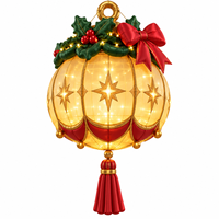 Boule de Noël gonflable avec pompon, boule décorative lumineuse à suspendre pour la terrasse extérieure, la cour, les fêtes et les décorations de vacances
