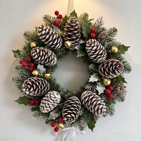 UMIN Cônes de pin séchés à pointe blanche 6-8cm 20 pièces Sac en filet Ornements rustiques en forme de cône de pin à suspendre Artisanat DIY écologique Noël
