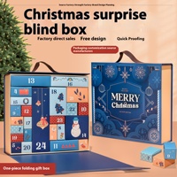 Grande Boîte de Calendrier de l'Avent Pliable Vide à Remplir Soi-même, Boîte Mystère Surprise pour Chocolats, Cosmétiques ou Cadeaux, avec Poignée