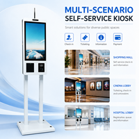 Kiosco de Pago Autoservicio Todo en Uno de 24 Pulgadas para Interiores, Pantalla Táctil de 10 Puntos, Impresora NFC de 80 mm con Autocorte, Escáner QR, Cámara de 2MP, SDK