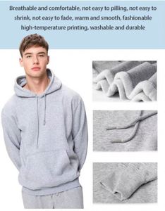 Sweat à capuche personnalisé avec logo, automne/hiver, polyester/coton, vente en gros, 350 g/m², sweats à capuche pour couples - Sweats à capuche et sweat-shirts pour hommes grandes tailles - Product Image 6