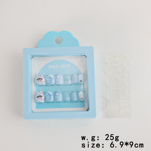 12-teiliges neues Original design Niedliche Modellierung Auf press nägel für Kinder Quadratisches Muster ABS-Material Künstliche Fingernägel - Product Image 6