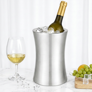 Stainless Steel Wine Cooler Bucket Brushed Matt Finish <b>Freestanding</b> Ice Bucket for <b>Bar</b> Hotel Use - Product Image 1