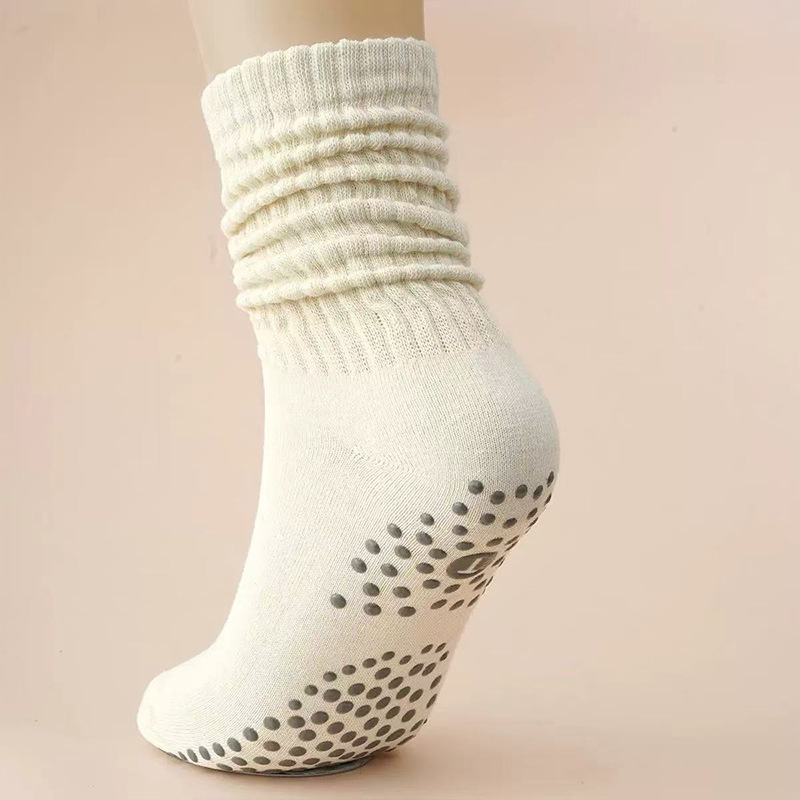 Women's mid-calf boots [168mm dot-coated milky white]