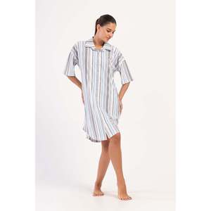 Chemise formelle à épaules dénudées pour femme, motif à carreaux, manches courtes, jupe ovale, décoration brodée, tailles XL 4XL 3XL, popeline - Product Image 4