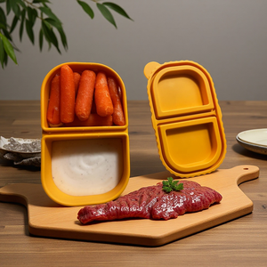 Silicone Reusable Snack Containers <b>with</b> <b>Lids</b>, Double Compartment <b>Box</b> Containers for Dips Salad Condiment, <b>Small</b> Food Snack Case - Product Image 5