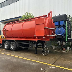 Semirremolque de succión de aguas residuales de 25 m, camión de recolección de residuos al vacío, remolques manuales diésel de alta presión para dragado - Product Image 1