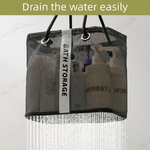 Nouveau sac en filet plastique avec drain, sac de rangement pour salle de bain, panier de rangement pour articles de toilette, panier drainant - Product Image 4
