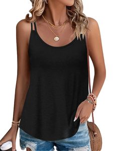 Camiseta sin mangas con cuello en U y tirantes ajustables para mujer, estilo holgado y fluido, casual, básica - Product Image 4