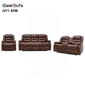 Geeksofa Đồ Nội Thất Da Hiện Đại Của Nhãn Hiệu Chuyển Động Ngồi Có Thể Ngả <span class=keywords><strong>Sofa</strong></span> Bộ 3 2 1 Với Giao Diện Điều Khiển Và Gấp Xuống Bảng Cho Phòng Khách - Product Image 1