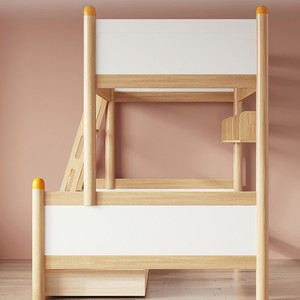 Modern Minimalist Nordic <strong>Double</strong> <strong>Bed</strong> Rubber Solid Wood High <strong>Low</strong> Bunk <strong>Bed</strong> Multifunctional Features Adult Dormitory Children's <strong>Bed</strong> - Product Image 5