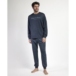 Stay AT Home ชุดนอนผู้ชายชุดชุดนอนแขนยาวพิมพ์ลายตัวเอียง - Product Image 1