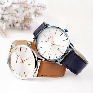 Montre classique pour homme avec cadran Sunray, montre à quartz Miyota 2115 avec calendrier, bracelet en cuir véritable, montre-bracelet étanche pour affaires - Product Image 2