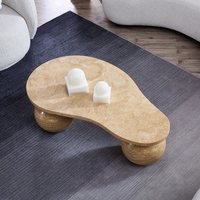 Newstar Pierre Personnalisé Moderne Travertin Salon Pierre Sphère Boule Table Base Travertin Table Basse
