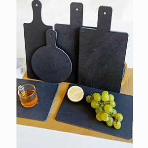 Usine En Gros Écologique Deli Fournitures Viande <span class=keywords><strong>Fromage</strong></span> Plateaux Noir Circulaire <span class=keywords><strong>Ardoise</strong></span> Poignées Durable Non Toxique Cuisine Partie - Product Image 6