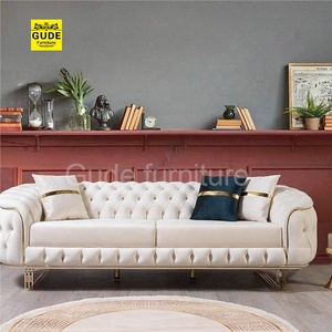 Juego de Sofás de Cuero para Sala de Estar, Muebles Modernos de Lujo para el Hogar, Sofá Chesterfield de 2 Piezas, Entrega en 15-20 Días, <span class=keywords><strong>GUDE</strong></span> - Product Image 4