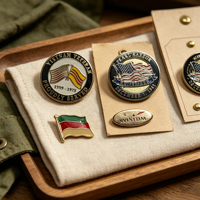 Épinglette commémorative irrégulière en métal émaillé sur mesure pour collection de souvenirs, motif drapeau de veteran