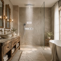 Conjunto de ducha de techo termostático empotrado, mezclador de ducha, grifo de latón para baño
